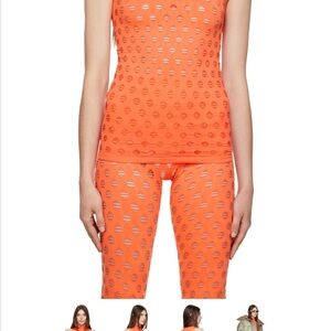 Vibrant Orange Mesh Pant Set